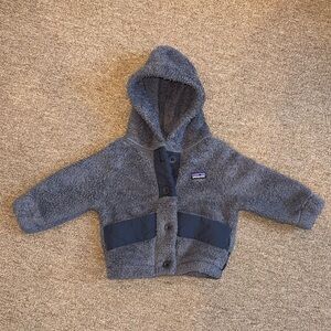 Patagonia Toddler Fleece Hooded Jacket in Blue Gray